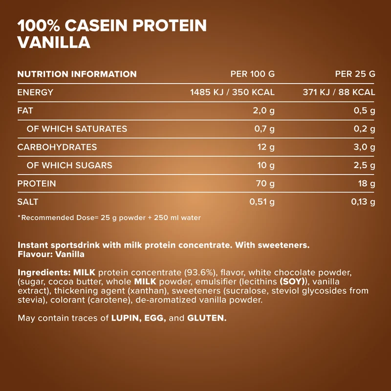 100% Casein Protein (750g) - Vanille