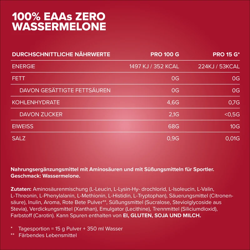 100% EAAs Zero (500g) - Wassermelone