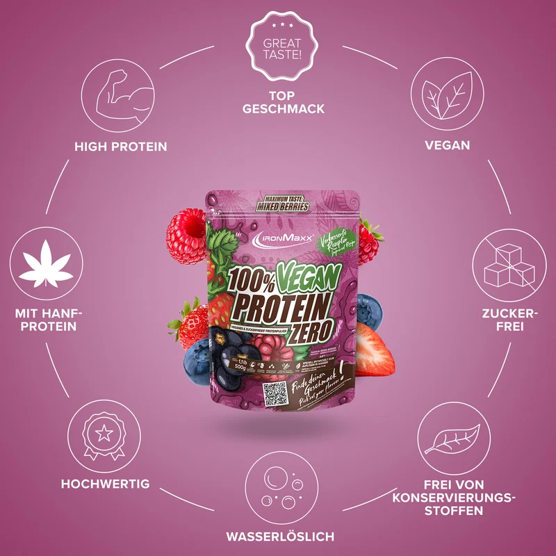 100% Vegan Protein Zero (500g) - Mixed Berries