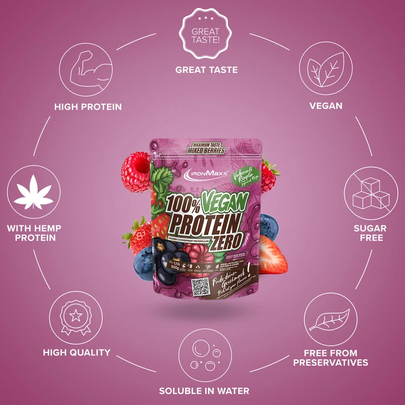 100% Vegan Protein Zero (500g) - Mixed Berries
