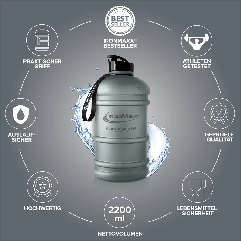 Water Gallon (2200ml) - Matt Transparent Frosted Ash Grey