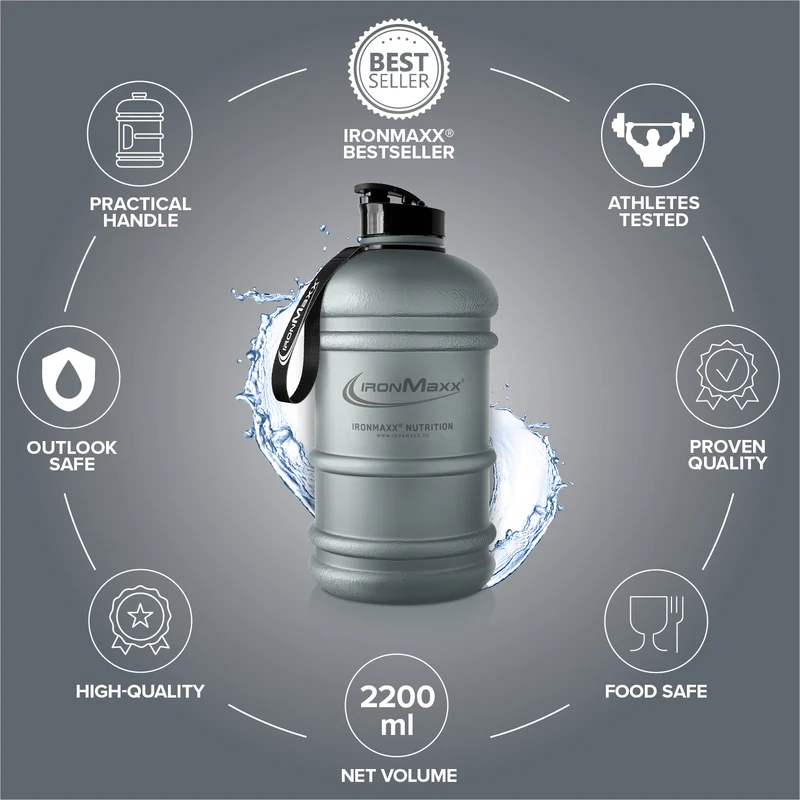 Water Gallon (2200ml) - Matt Transparent Frosted Ash Grey