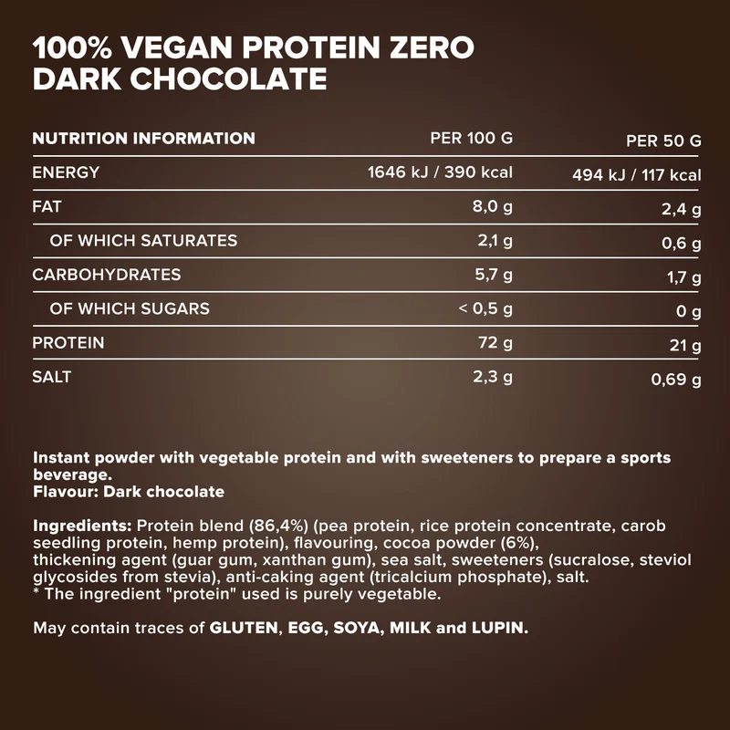 100% Vegan Protein Zero (500g) - Dark Chocolate