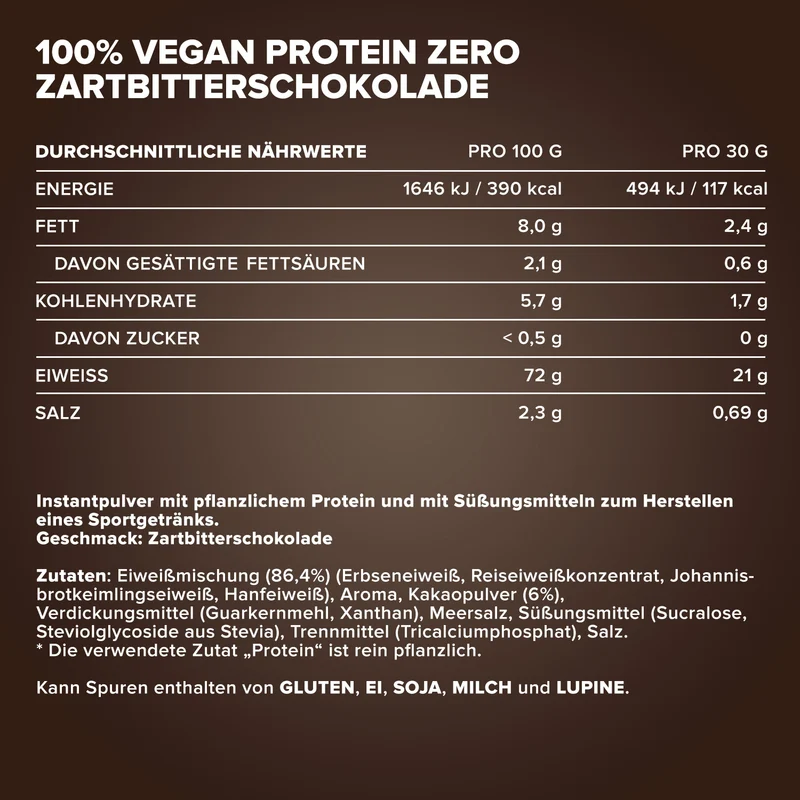 100% Vegan Protein Zero (500g) - Dark Chocolate
