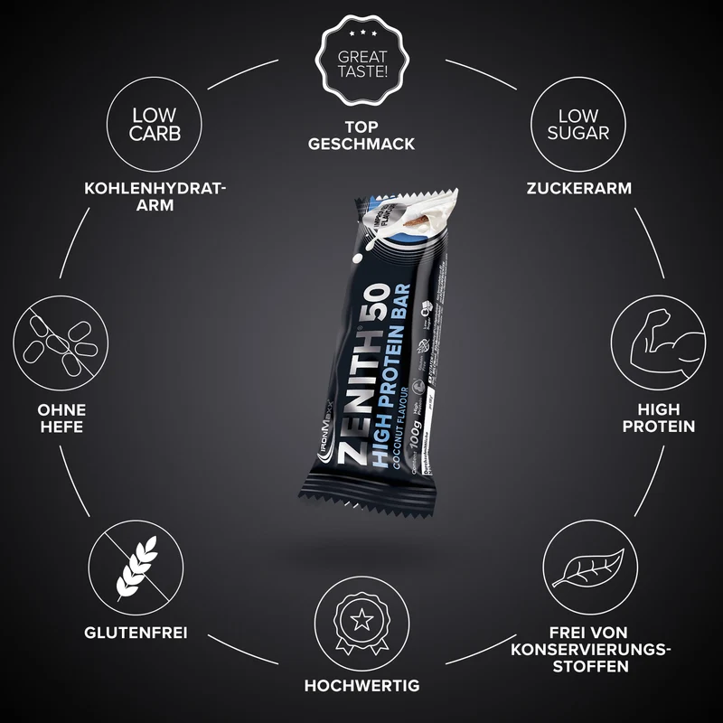 ZENITH® 50 Protein Riegel (100g) - Kokosnuss