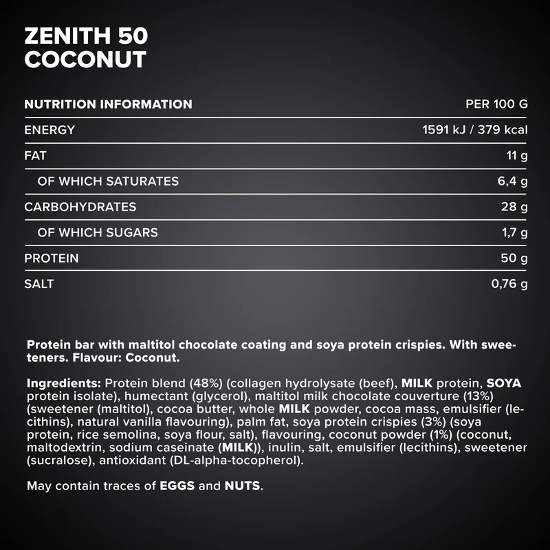 ZENITH® 50 Protein Riegel (100g) - Kokosnuss