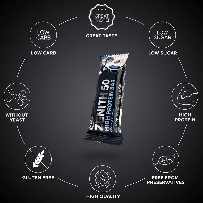 ZENITH® 50 Protein Riegel (100g) - Kokosnuss