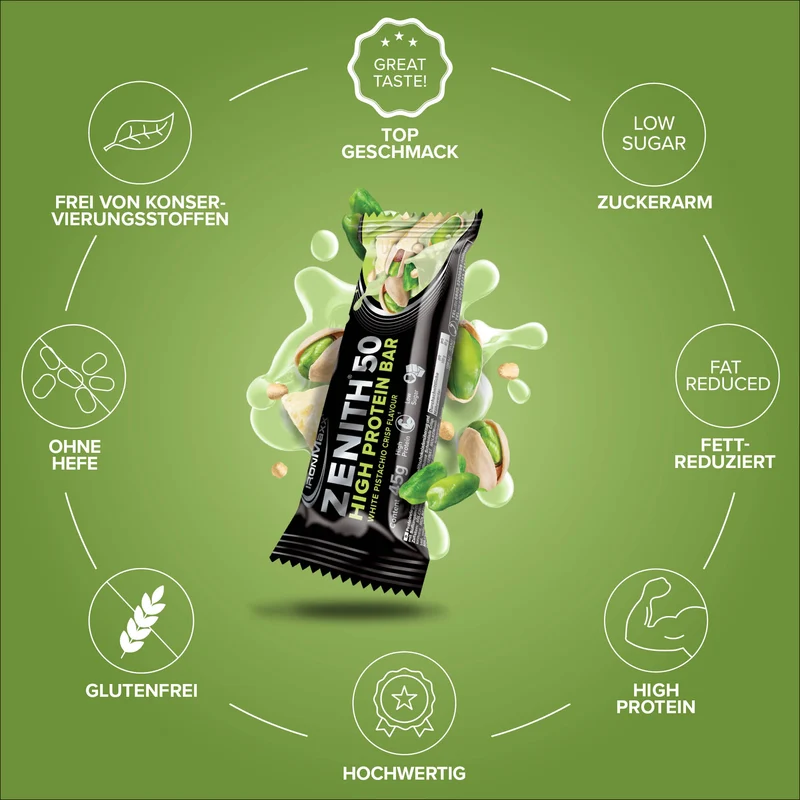 ZENITH® 50 Protein Riegel (45g) - White Pistachio Crisp
