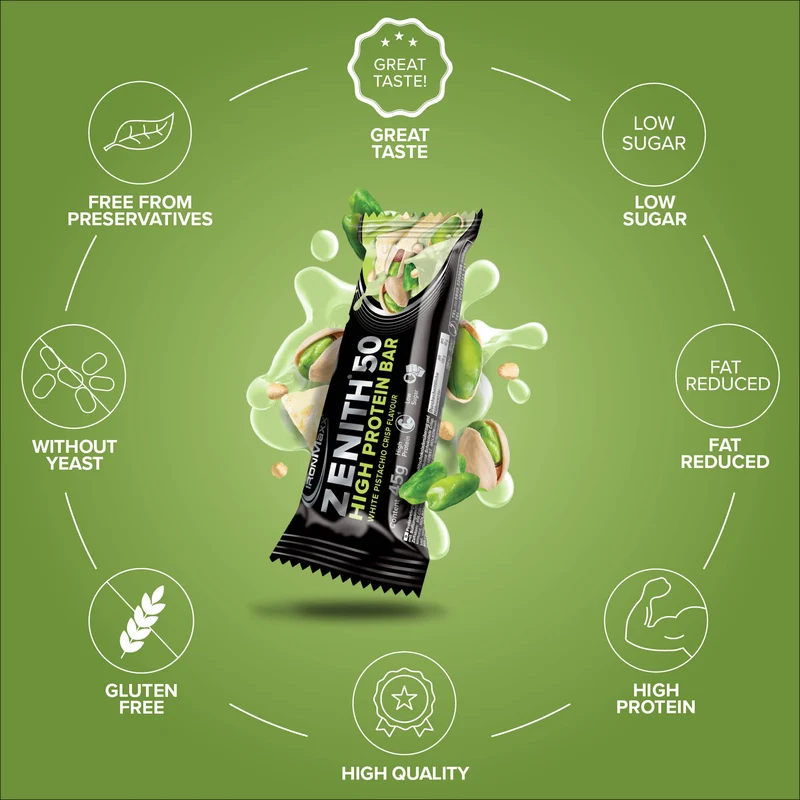 ZENITH® 50 Protein Riegel (45g) - White Pistachio Crisp