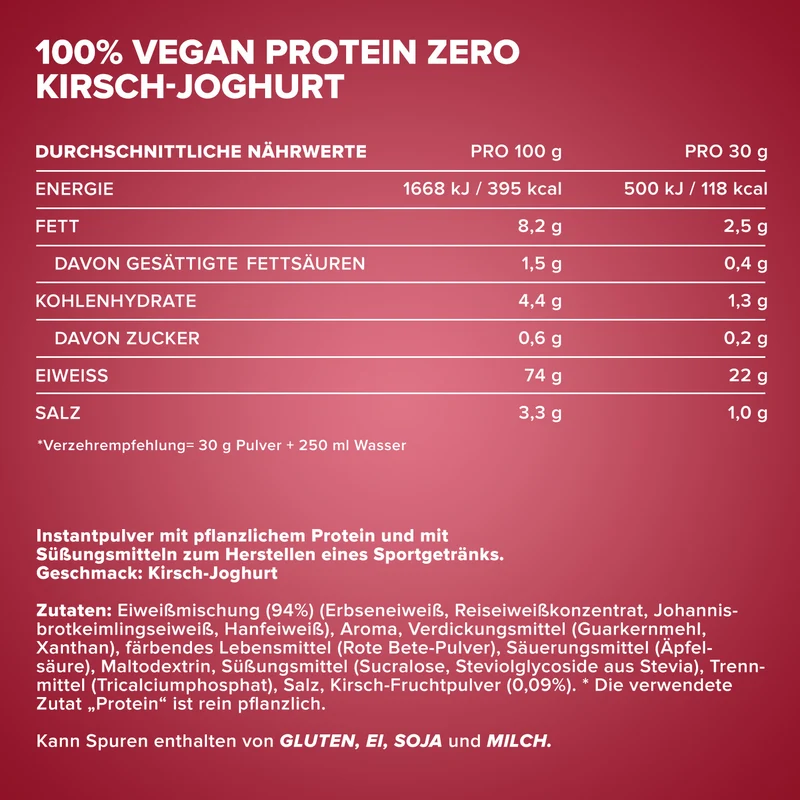 100% Vegan Protein Zero (500g) - Cherry Joghurt