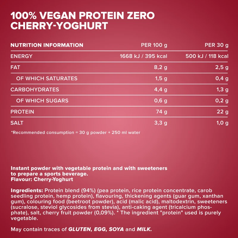 100% Vegan Protein Zero (500g) - Cherry Joghurt