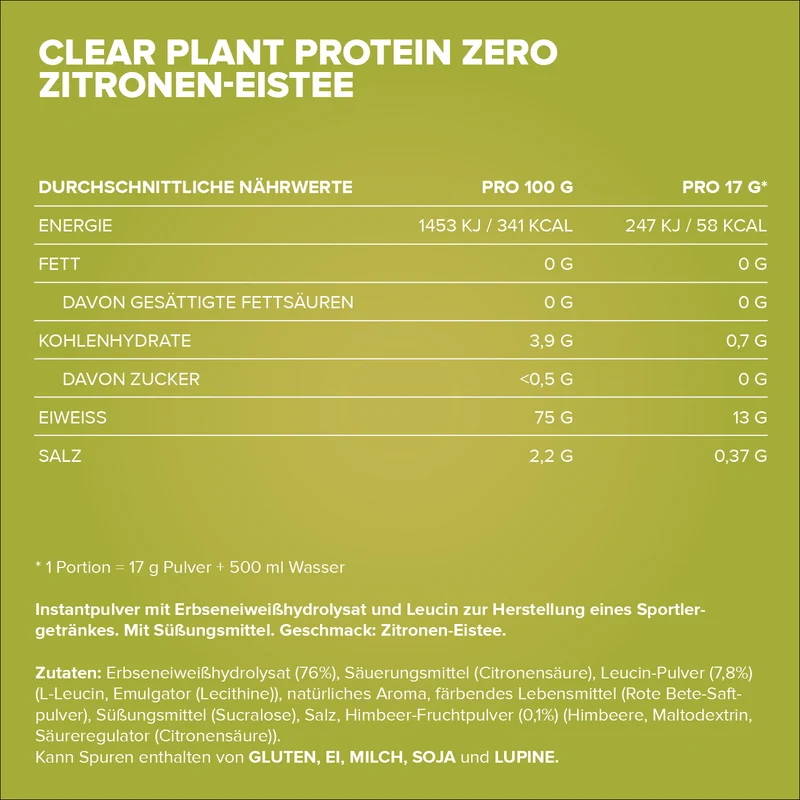 Clear Plant Protein ZERO (17g) - Lemon Ice Tea