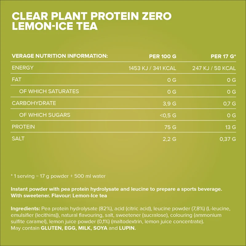 Clear Plant Protein ZERO (17g) - Lemon Ice Tea
