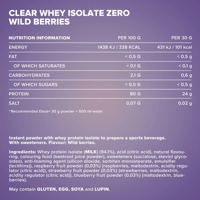 Clear Whey Isolate ZERO (30g) - Wild Berries