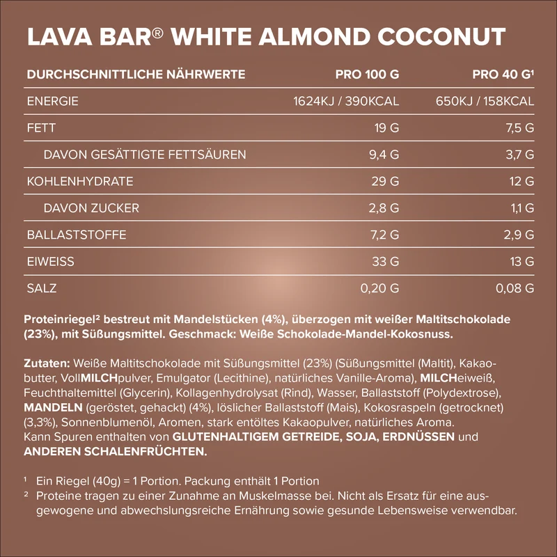 Lava Bar Protein Riegel (40g) - White Almond Coconut