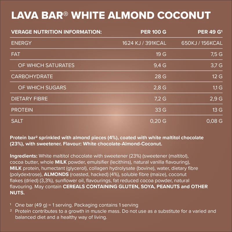 Lava Bar Protein Riegel (40g) - White Almond Coconut