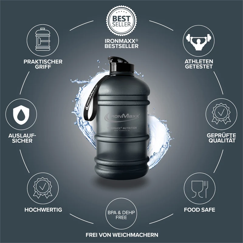 Water Gallon (2200ml) - Matt Transparent Frosted Deep Black