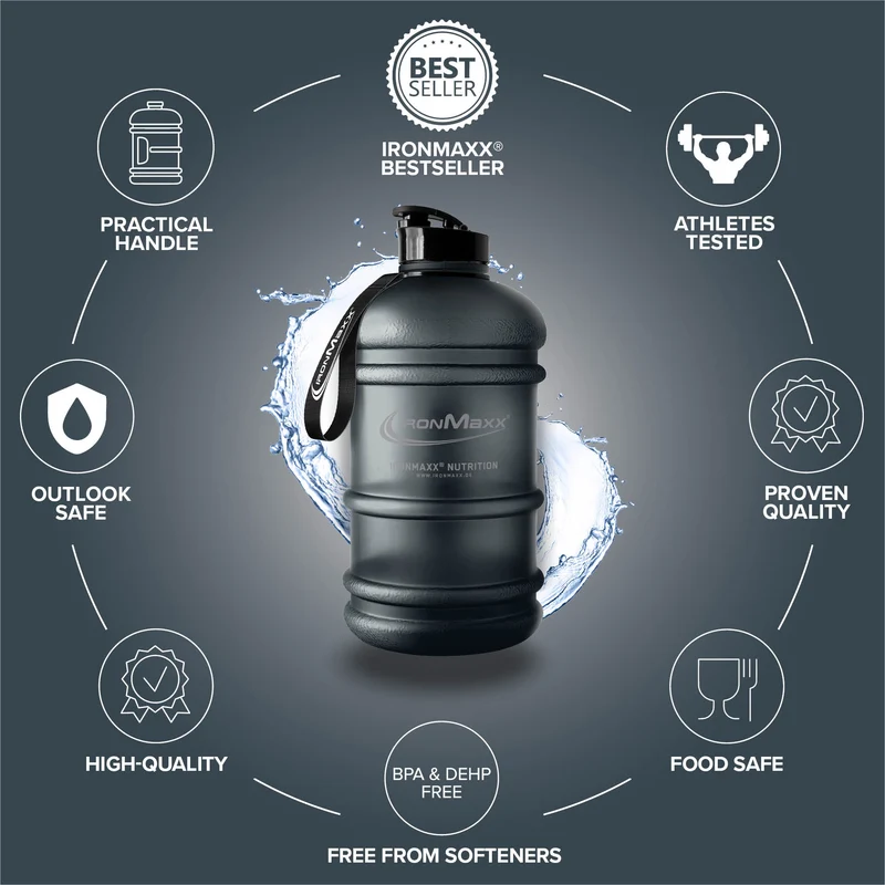 Water Gallon (2200ml) - Matt Transparent Frosted Deep Black
