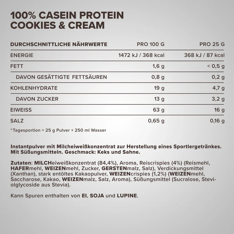 100% Casein Protein (750g) - Cookies and Cream