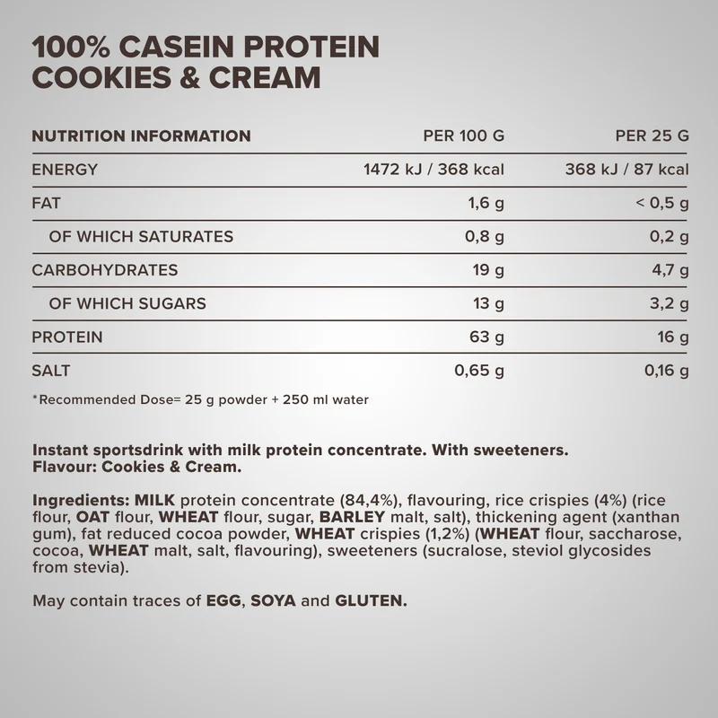 100% Casein Protein (750g) - Cookies and Cream