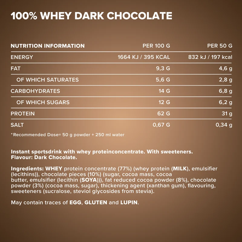 100% Whey Protein (500g) - Pure Dark Cocoa
