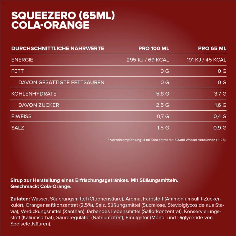 SqueeZero (65ml) - Cola Orange