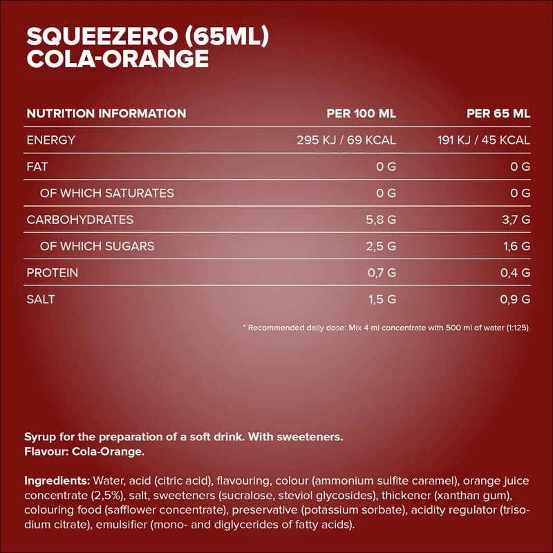 SqueeZero (65ml) - Cola Orange