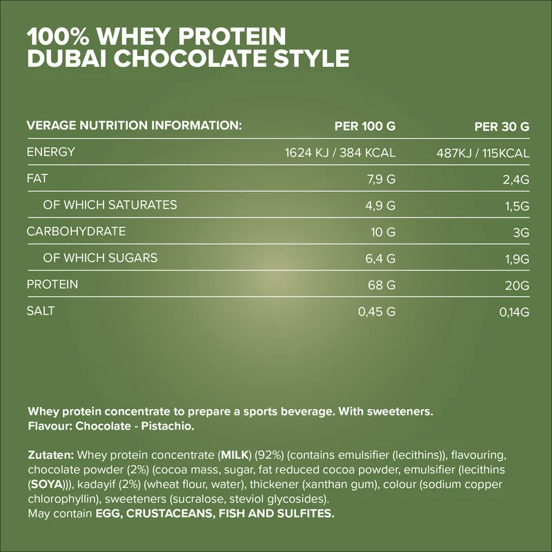 100% Whey Protein (30g) - Dubai Chocolate Style