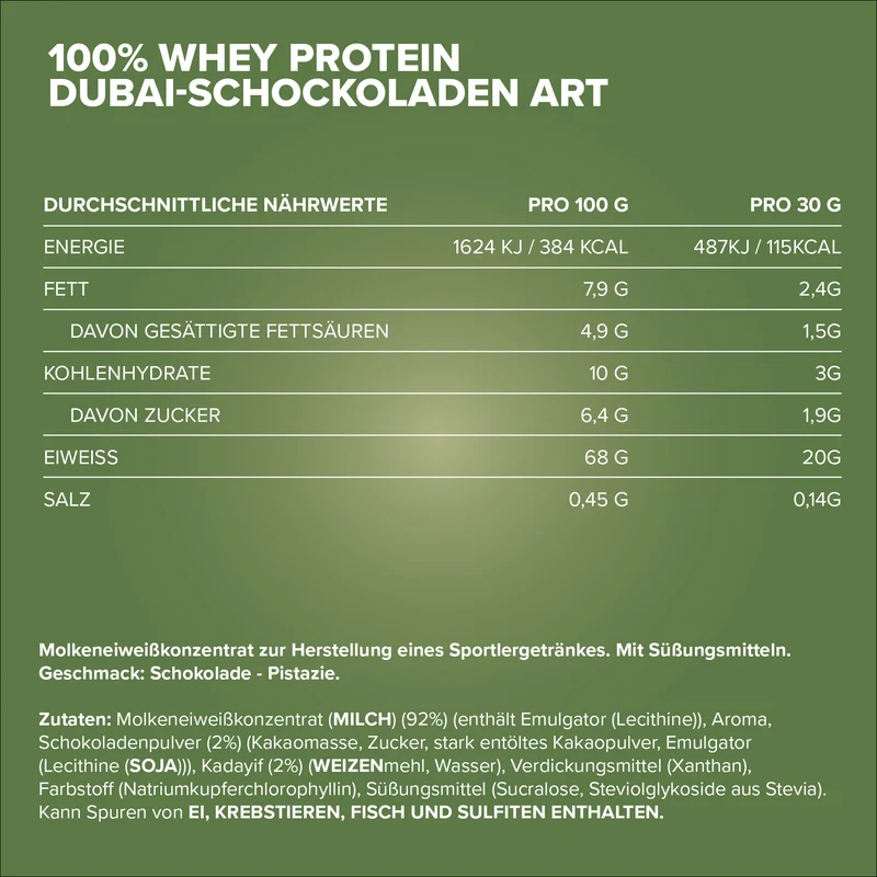 100% Whey Protein (30g) - Dubai Chocolate Style