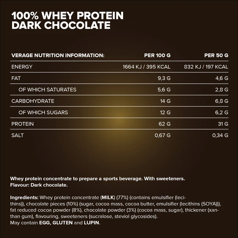 100% Whey Protein (900g) - Pure Dark Cocoa