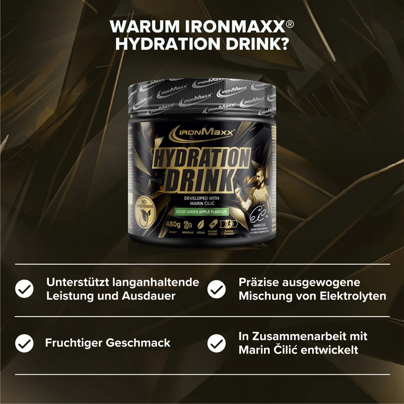 Hydration Drink Pulver Marin Čilić (480g) - Sour Green Apple