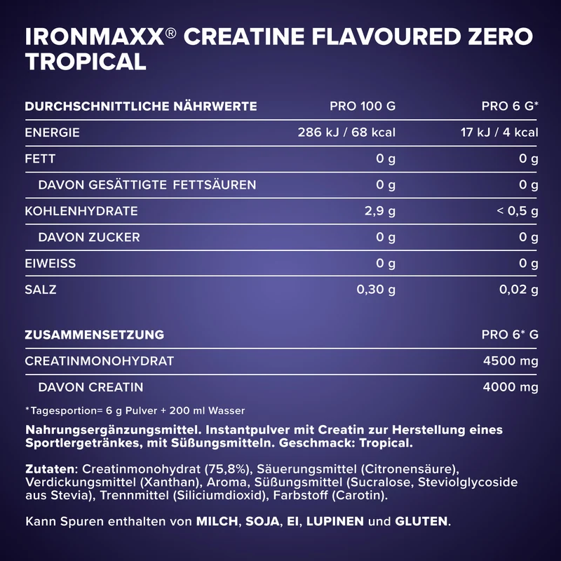 Creatine Flavoured Zero (250g) - Tropical