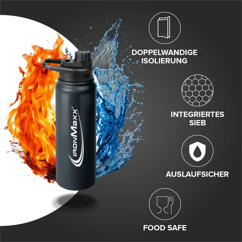 Hot & Cold Bottle Insulated Steel (800ml) - Deep Black