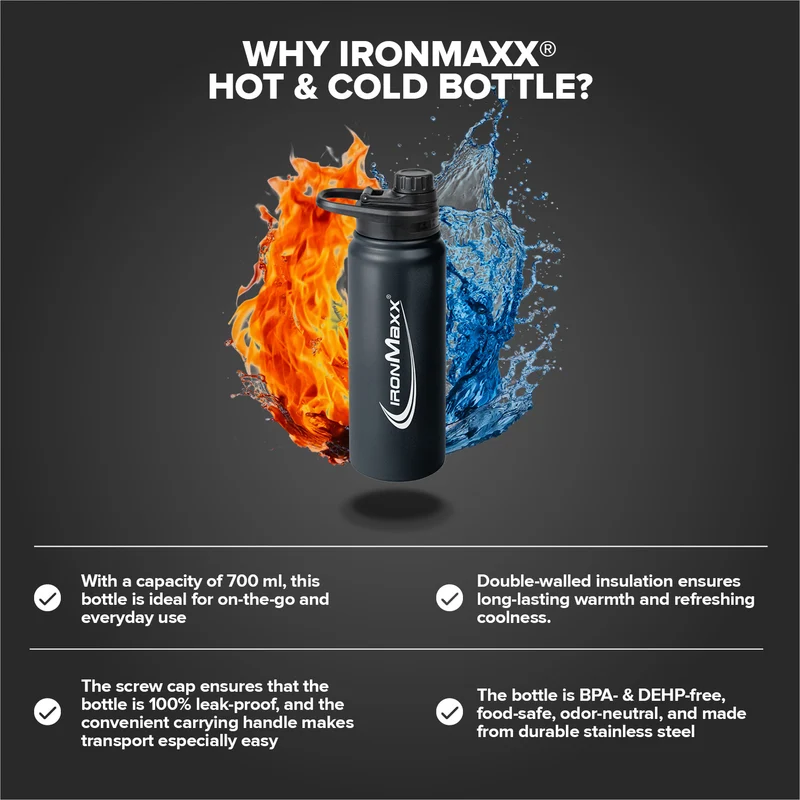 Hot & Cold Bottle Insulated Steel (800ml) - Deep Black