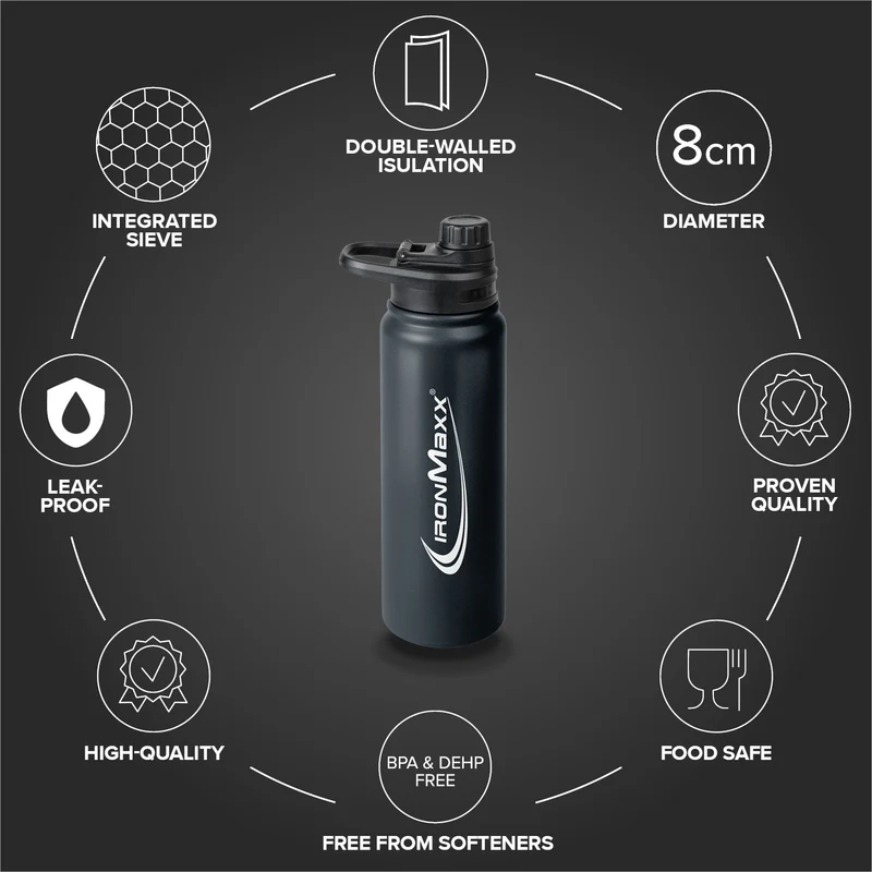 Hot & Cold Bottle Insulated Steel (800ml) - Deep Black
