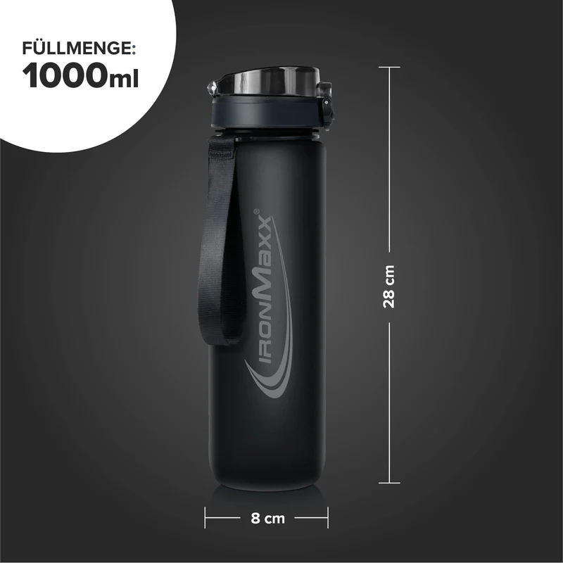 Sport Water Bottle (1000ml) - Deep Black