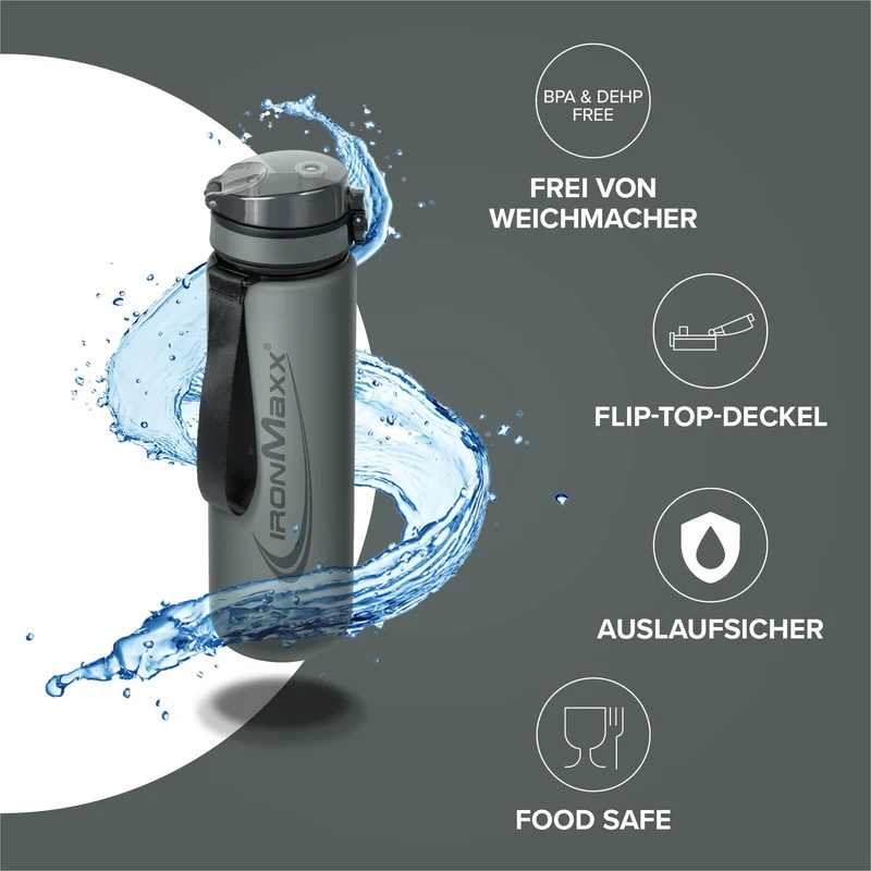 Sport Water Bottle (1000ml) - Ash Grey