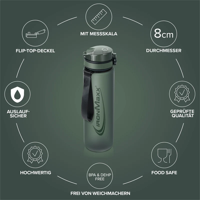 Sport Water Bottle (1000ml) - Mineral Green