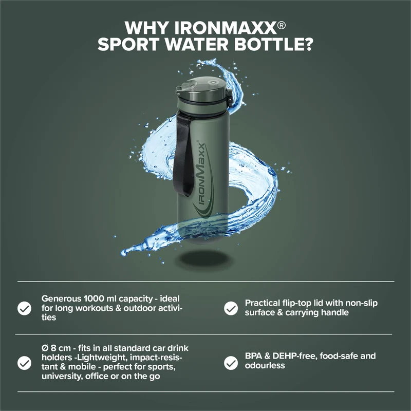 Sport Water Bottle (1000ml) - Mineral Green