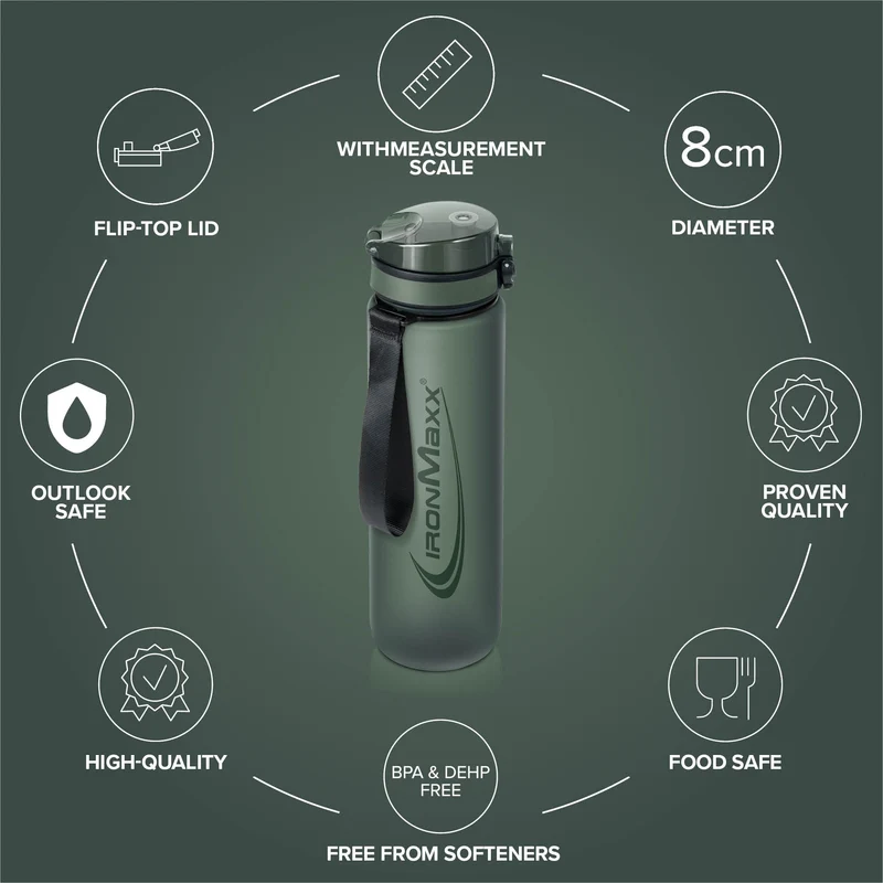 Sport Water Bottle (1000ml) - Mineral Green