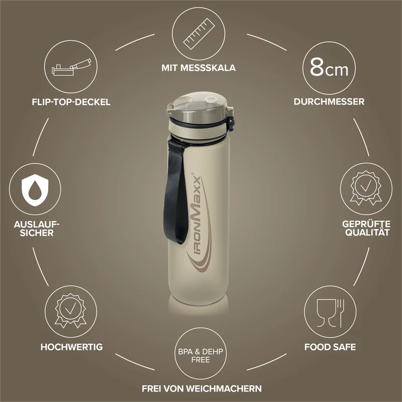 Sport Water Bottle (1000ml) - Sandstone Beige