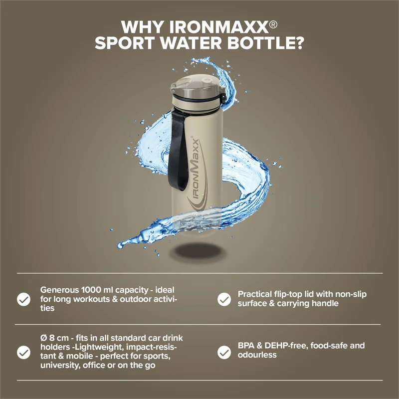 Sport Water Bottle (1000ml) - Sandstone Beige