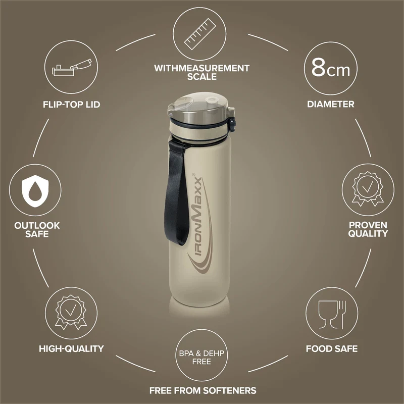 Sport Water Bottle (1000ml) - Sandstone Beige