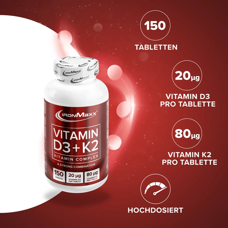 Vitamin D3 + K2 - 150 Tabletten
