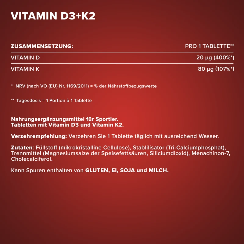Vitamin D3 + K2 - 150 Tabletten