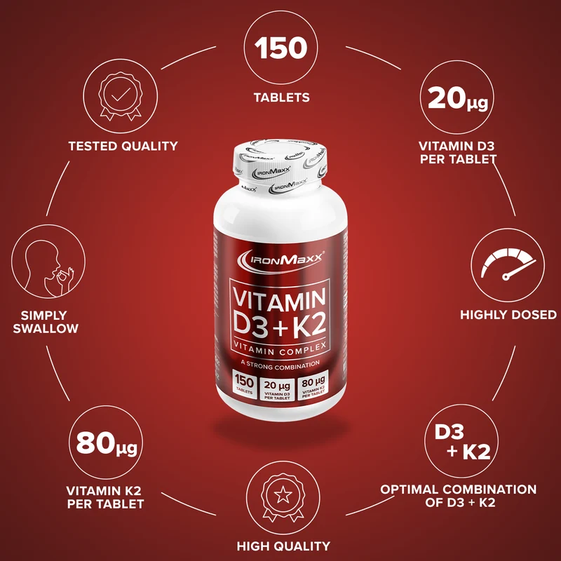 Vitamin D3 + K2 - 150 Tabletten