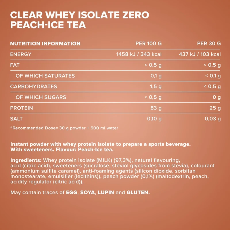 Clear Whey Isolate ZERO (400g) - Peach Ice Tea