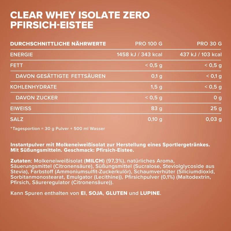 Clear Whey Isolate ZERO (400g) - Peach Ice Tea