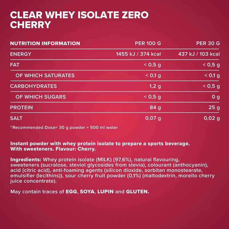 Clear Whey Isolate ZERO (400g) - Cherry