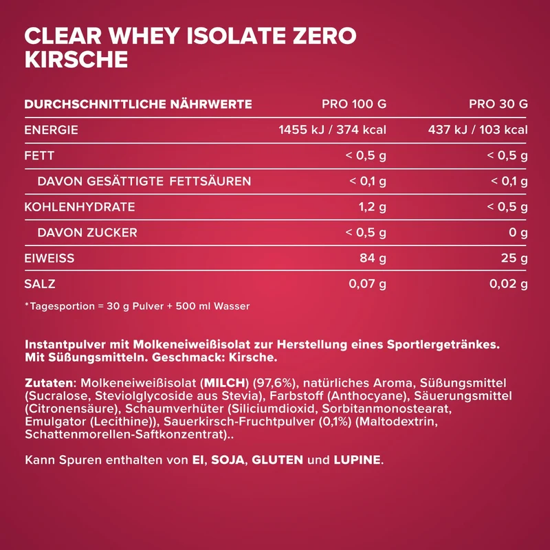 Clear Whey Isolate ZERO (400g) - Cherry